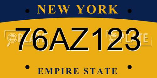 76AZ123 New York License Plate