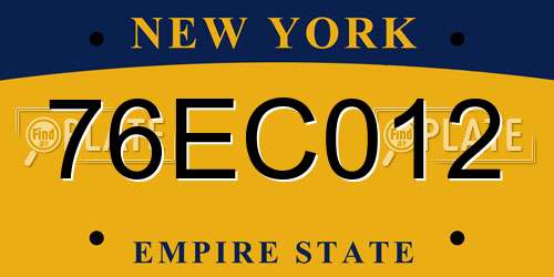 76EC012 New York License Plate