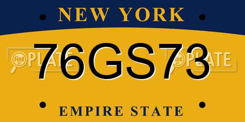 76GS73 New York License Plate