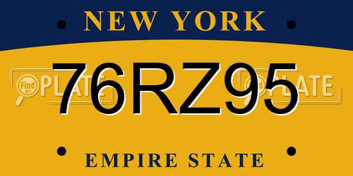 76RZ95 New York License Plate