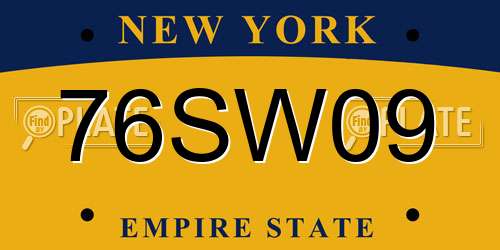 76SW09 New York License Plate
