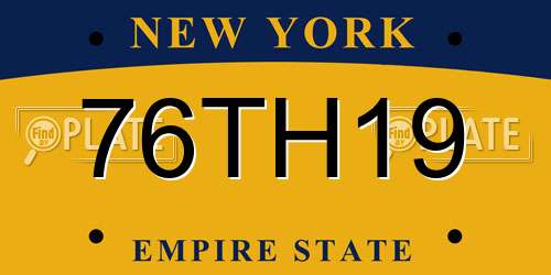 76TH19 New York License Plate
