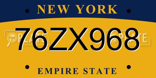 76ZX968 New York License Plate