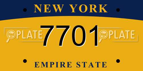 7701 New York License Plate