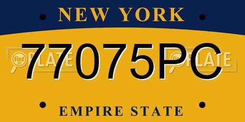 77075PC New York License Plate