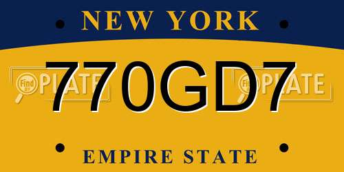 770GD7 New York License Plate