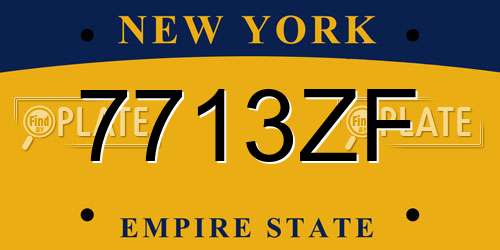 7713ZF New York License Plate