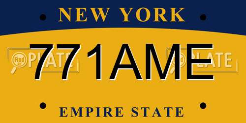 771AME New York License Plate