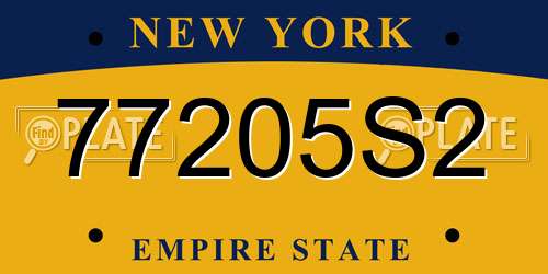 77205S2 New York License Plate