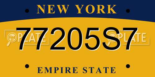 77205S7 New York License Plate