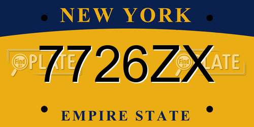 7726ZX New York License Plate