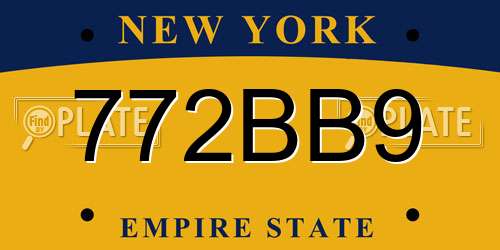 772BB9 New York License Plate