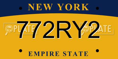 772RY2 New York License Plate