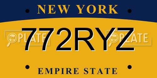772RYZ New York License Plate