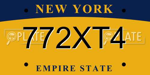 772XT4 New York License Plate