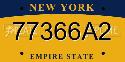77366A2 New York License Plate