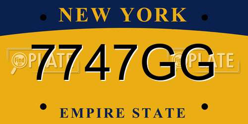 7747GG New York License Plate