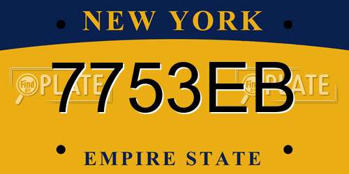 7753EB New York License Plate
