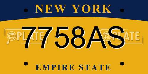 7758AS New York License Plate