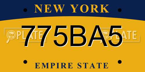 775BA5 New York License Plate