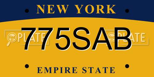 775SAB New York License Plate