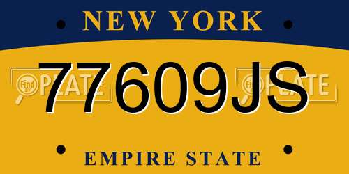 77609JS New York License Plate