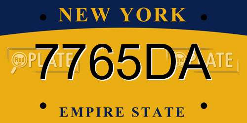 7765DA New York License Plate