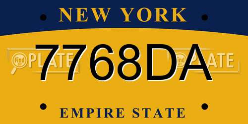 7768DA New York License Plate