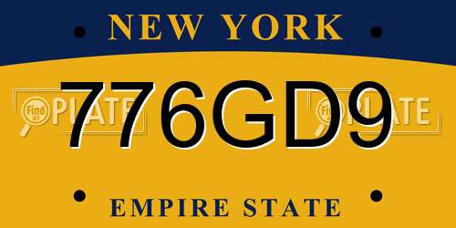 776GD9 New York License Plate