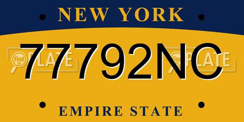 77792NC New York License Plate