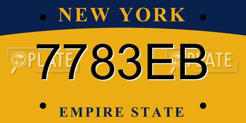 7783EB New York License Plate