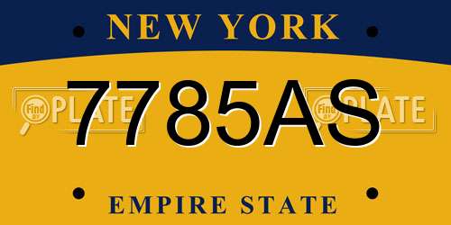 7785AS New York License Plate
