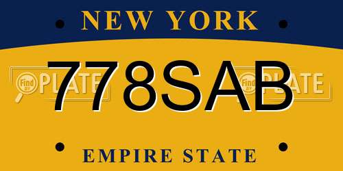 778SAB New York License Plate
