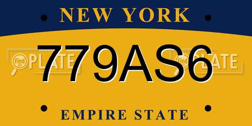 779AS6 New York License Plate
