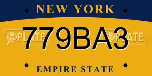 779BA3 New York License Plate