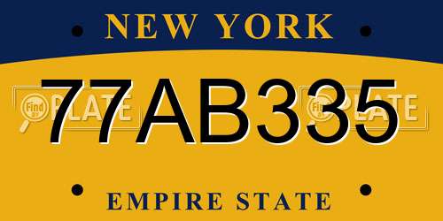 77AB335 New York License Plate