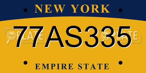 77AS335 New York License Plate