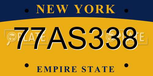 77AS338 New York License Plate
