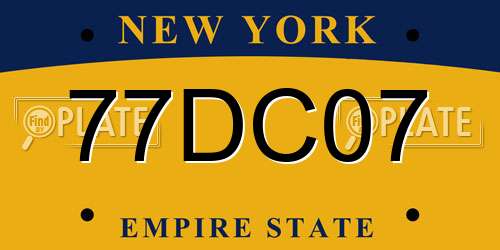 77DC07 New York License Plate