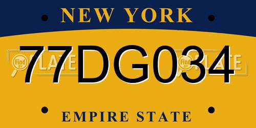 77DG034 New York License Plate