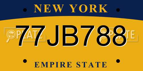 77JB788 New York License Plate