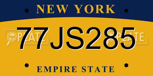 77JS285 New York License Plate
