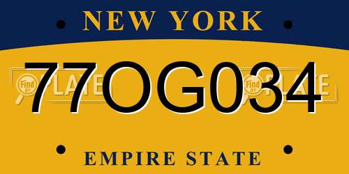 77OG034 New York License Plate