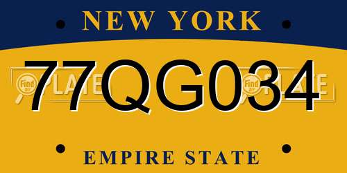 77QG034 New York License Plate
