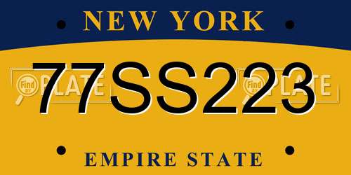 77SS223 New York License Plate