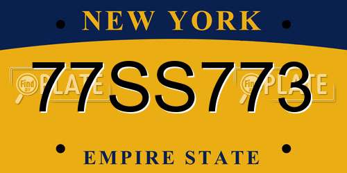 77SS773 New York License Plate