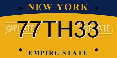 77TH33 New York License Plate