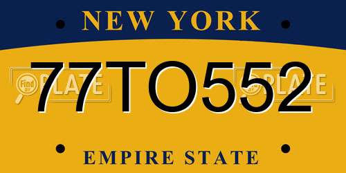 77TO552 New York License Plate