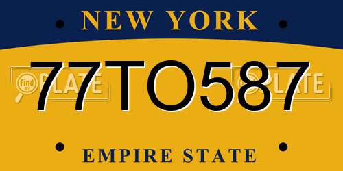 77TO587 New York License Plate