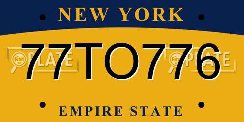77TO776 New York License Plate